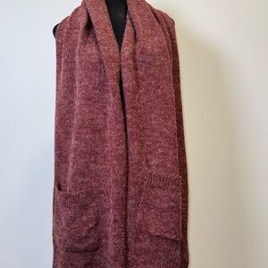Mascotte Marled Burgundy Knit Pocket Scarf